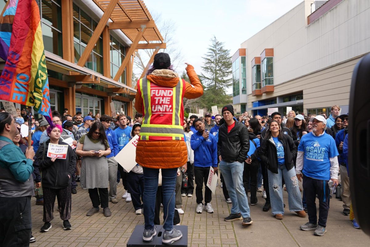 Guest speakers and rally leaders from the California Faculty Association union encouraged students to use their voices and continue protesting against the defunding of education on Thursday, Jan. 30, 2025. 