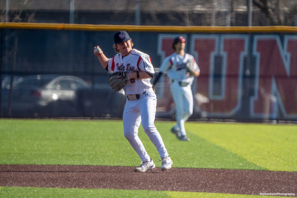 Bear Cubs second baseman Joe Brown throws to first base for the out against West Valley College on Tuesday, Jan. 28, 2025 in Santa Rosa.