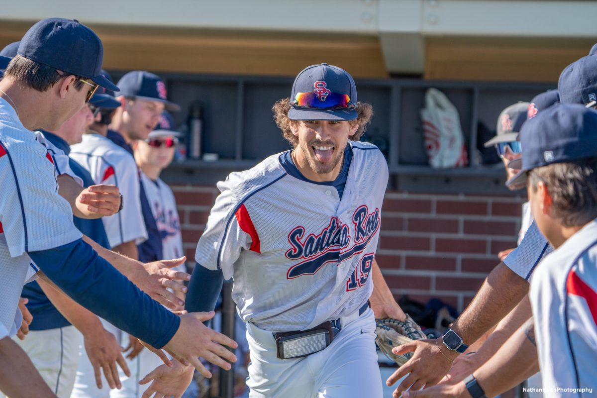 Bear Cubs center fielder Cooper Wood runs out to his position ahead of the game against West Valley College on Tuesday, Jan. 28, 2025 in Santa Rosa.