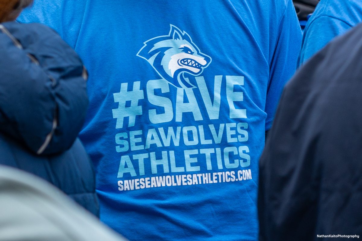 Sonoma State University's athletes wore "#SaveSeawolvesAthletics" T-Shirts in protest of the budget cuts on Thursday, Jan. 30, 2025.