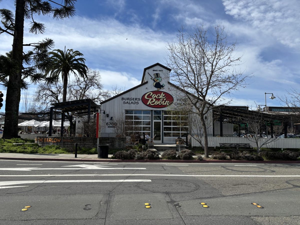 Cock Robin in Sebastopol has patio tables and bench chairs that offer community-friendly seating inside and outside of the restaurant.