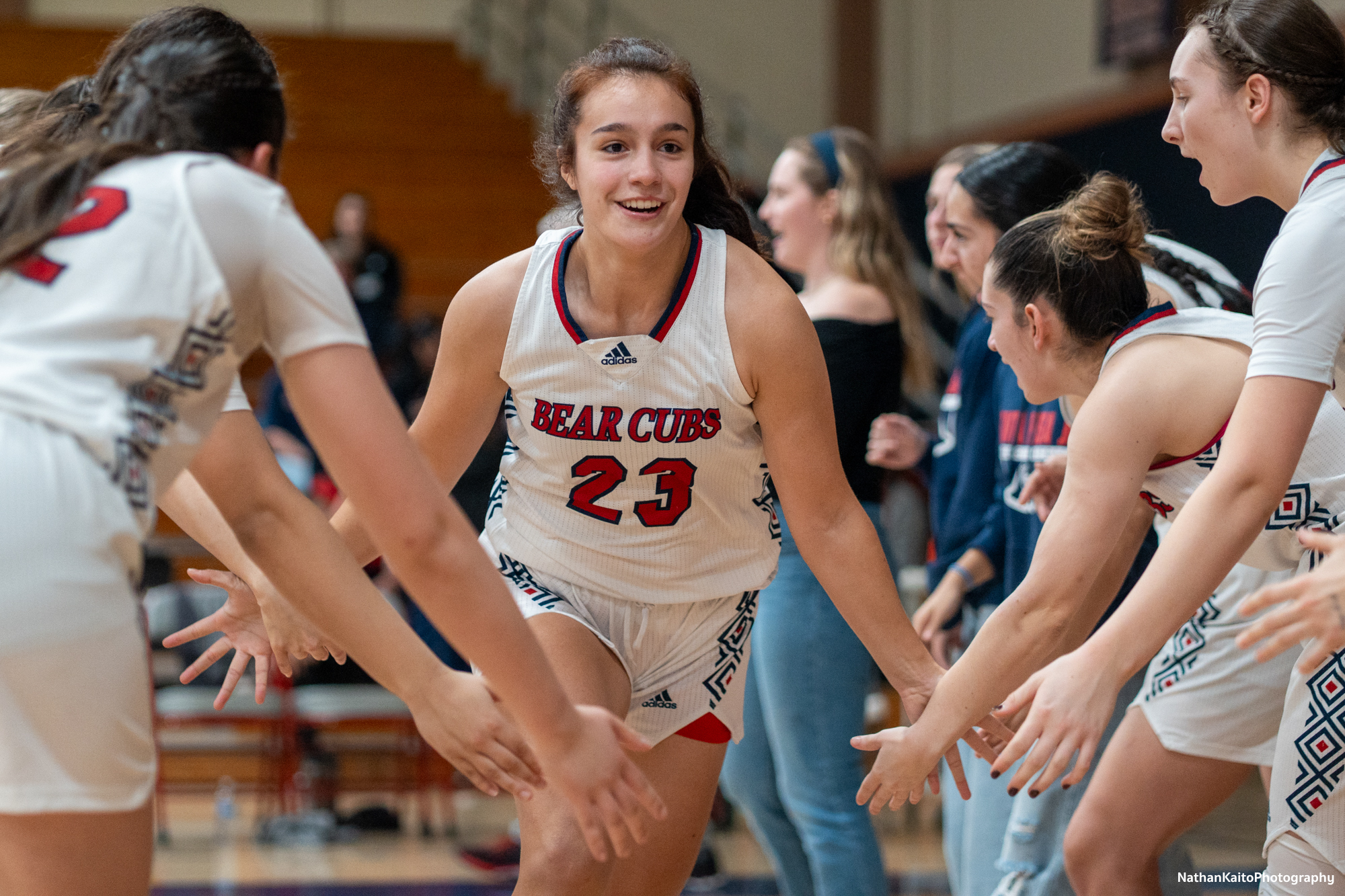 Bear Cubs' guard Ivy Gonzalez enters the court for the matchup against Sac City as her name echoes around Haehl Pavilion on Jan. 14, 2025.