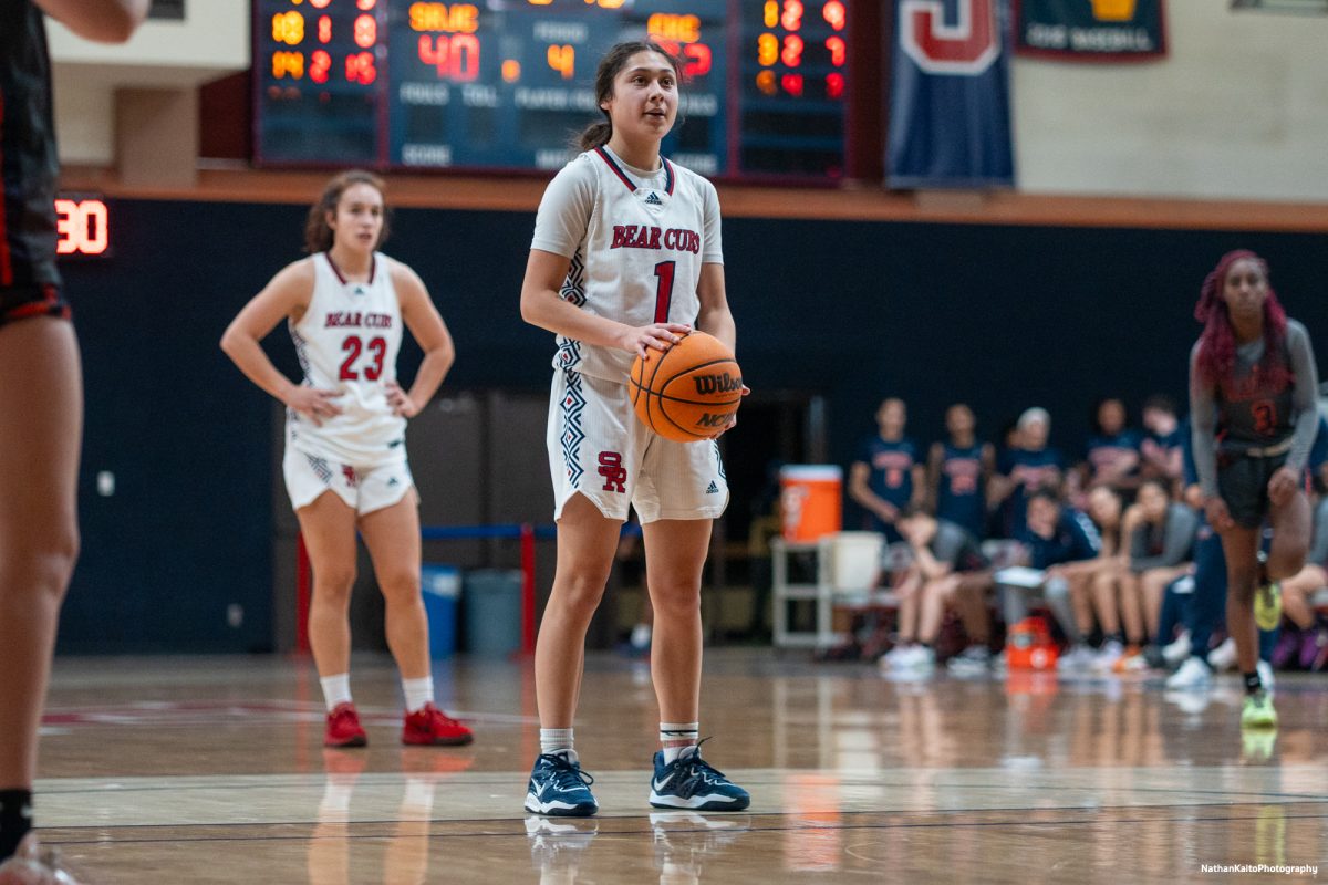 Bear Cubs guard Linsey Arellano composes at the free throw line in the latter stages of the game against Cosumnes River on Friday, Feb. 7, 2025