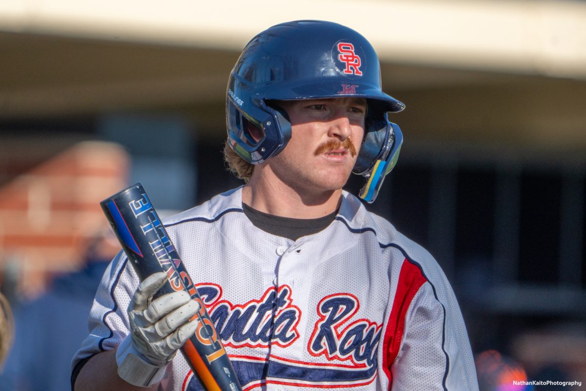 SRJC's infielder Joe Brown prepares to bat against West Valley on Jan. 28, 2025. 