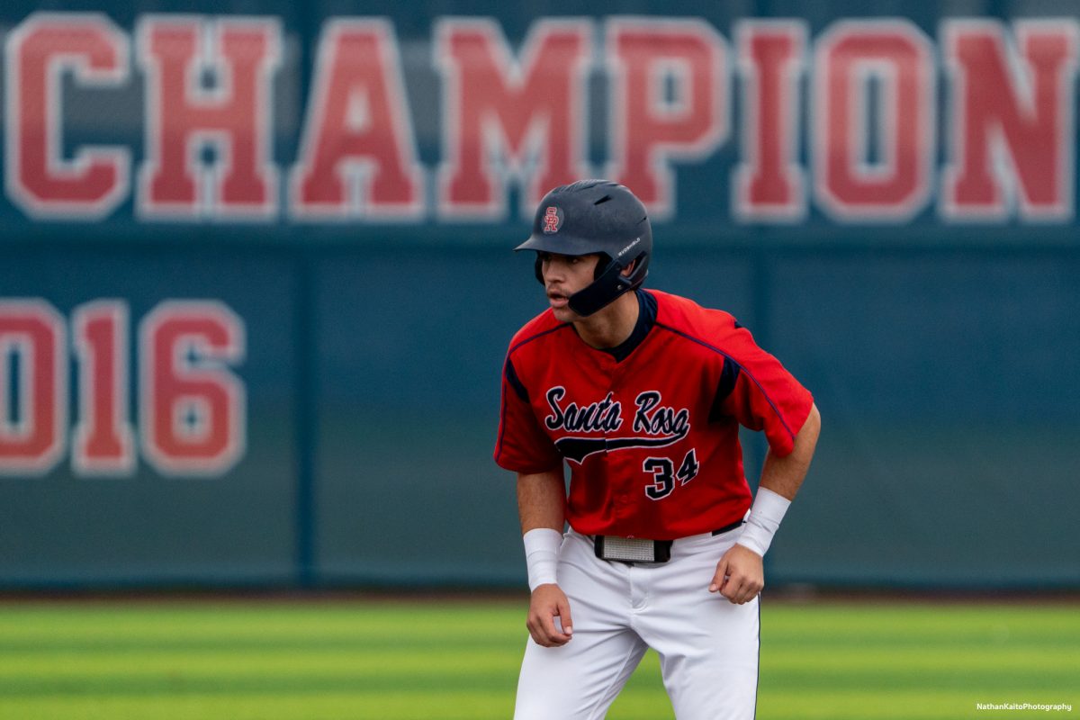 Bear Cubs' designated hitter J.T. Summers prepares to run to third base during a dominant performance against San Joaquin Delta on Saturday, March 15, 2025 in Santa Rosa.