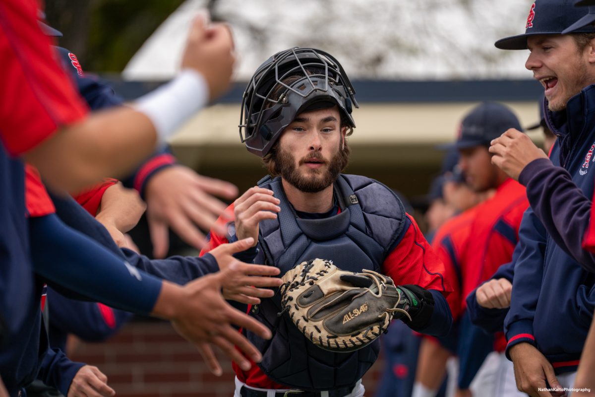 Santa Rosa Junior College's sophomore catcher, Cameron Duran enters the field from the dugout as he prepares to play against San Joaquin Delta on Saturday, March 15, 2025 in Santa Rosa.