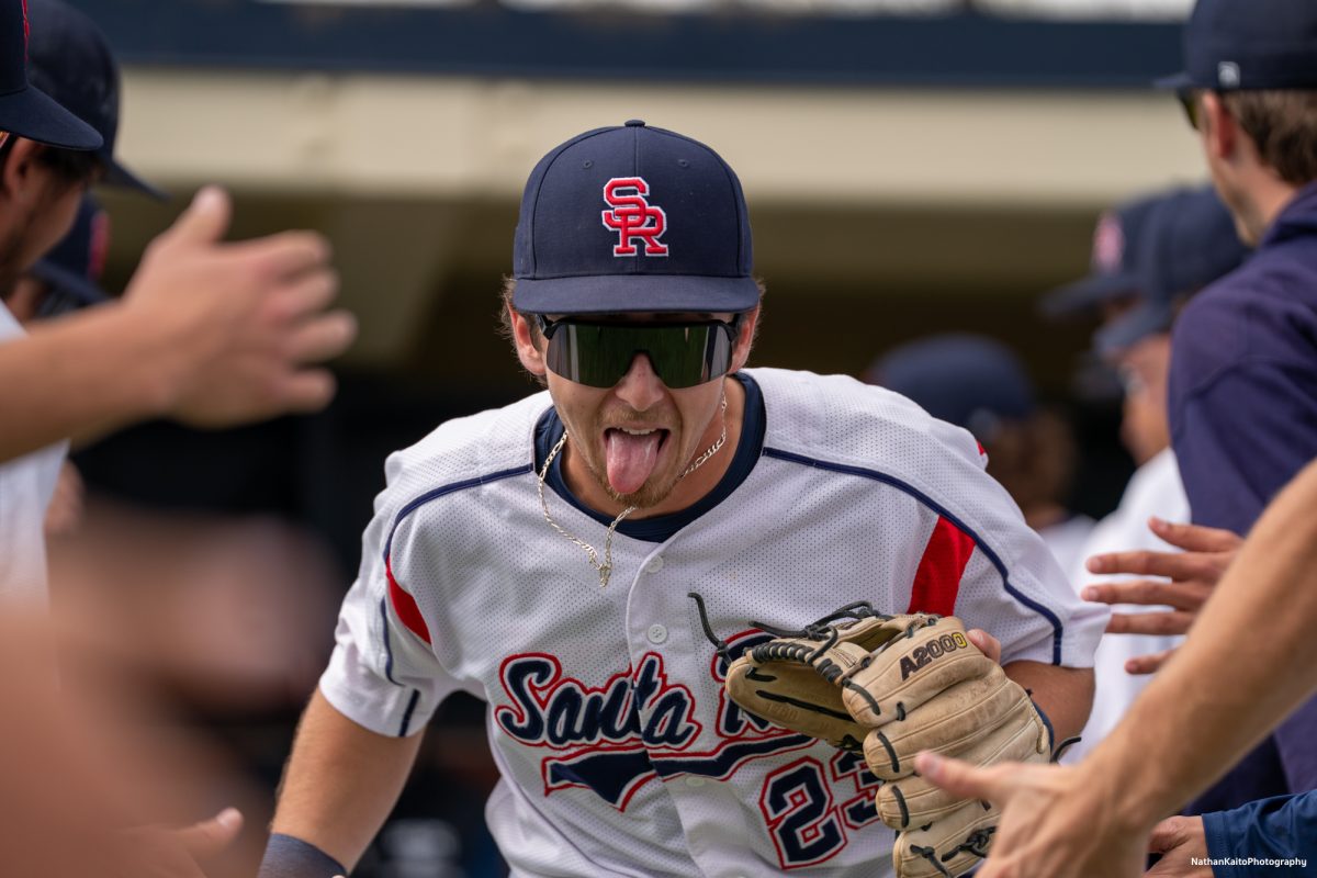 Santa Rosa Junior College's infielder Caze Derammelaere is fired up after being announced prior to the Bear Cubs' game against San Joaquin Delta on Tuesday, March 11, 2025 in Santa Rosa.